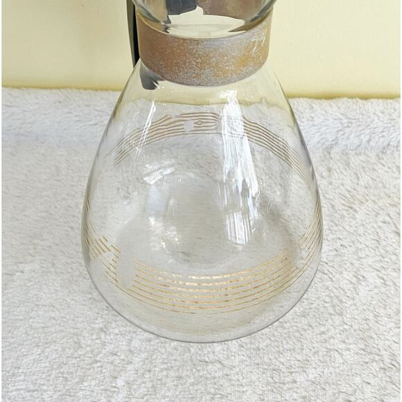 Vtg Pyrex 1960's Mid Century Modern Coffee Carafe Gold Accents No Lid Coffee Pot - Picture 3 of 7
